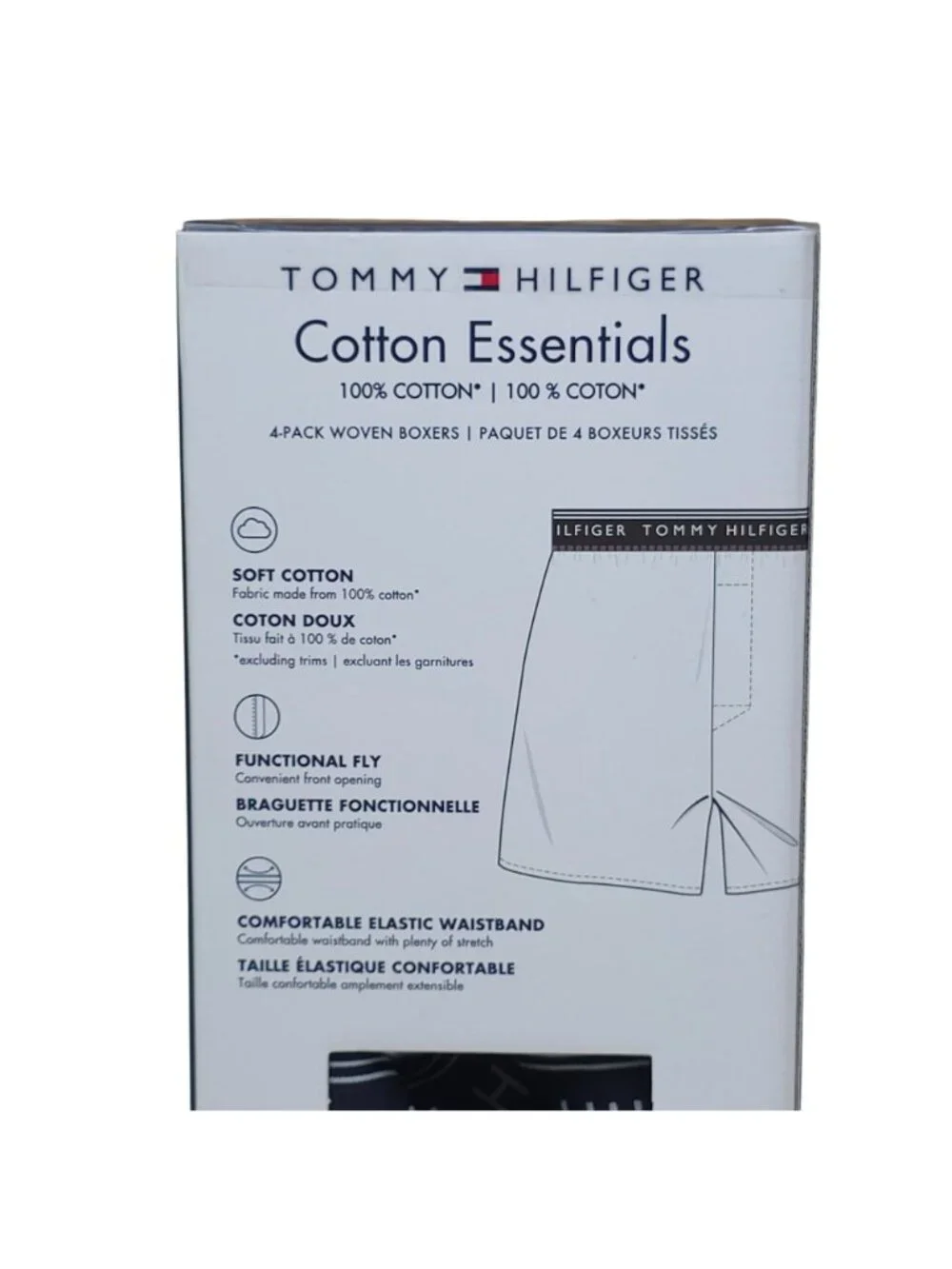 Tommy Hilfiger Mens M Cotton Essentials 4-Pack Woven Boxers Blue Navy Red